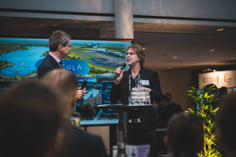 Janne Mellin, Mayor of Tuusula, being interviewed on stage at Business Arena 2026.